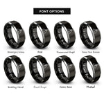 font options for inside engraving on black & silver warning triangle exclamation rings