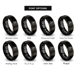 font options for inside engraving on black warning triangle exclamation rings