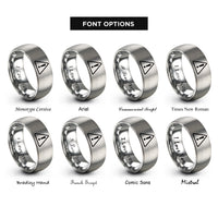 font options for inside engraving on gray warning triangle exclamation rings