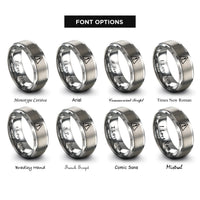font options for inside engraving on grey warning triangle exclamation rings