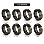 font options for inside engraving on gunmetal & black warning triangle rings