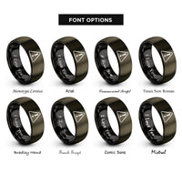 font options for inside engraving on gunmetal & black warning triangle rings