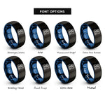 font options for inside engraving on black & blue warrior rings
