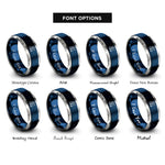 font options for inside engraving on blue & silver warrior rings