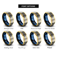 font options for inside engraving on gold & blue & grey warrior rings