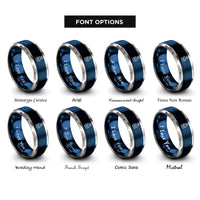 font options for inside engraving on blue & grey warrior helmet rings