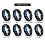 font options for inside engraving on black & blue & grey warrior i rings