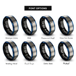 font options for inside engraving on black & blue & grey warrior i rings