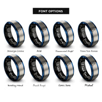 font options for inside engraving on black & blue & grey warrior i rings