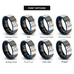 font options for inside engraving on black & blue & silver warrior ii rings