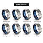 font options for inside engraving on blue & silver warrior ii rings