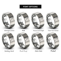 font options for inside engraving on grey warrior ii rings
