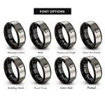 font options for inside engraving on black & silver warthog rings