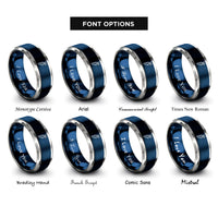 font options for inside engraving on blue & grey wasabi root rings