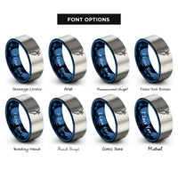 font options for inside engraving on blue & silver wasabi root rings