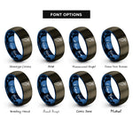 font options for inside engraving on gunmetal & blue wasabi root rings