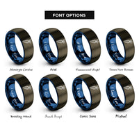 font options for inside engraving on gunmetal & blue wasabi root rings