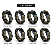 font options for inside engraving on gunmetal & blue wasabi root rings