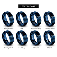 font options for inside engraving on blue wasabi swirl rings