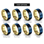 font options for inside engraving on gold & blue wasabi swirl rings
