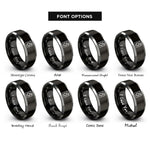 font options for inside engraving on black & grey washer rings