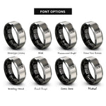 font options for inside engraving on black & silver washer rings