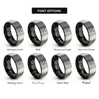 font options for inside engraving on black & grey washer rings