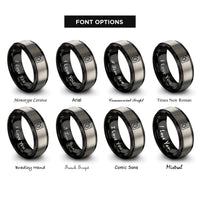 font options for inside engraving on black & silver washer rings