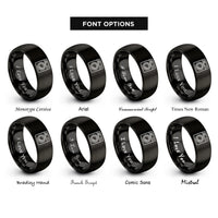 font options for inside engraving on black washer rings
