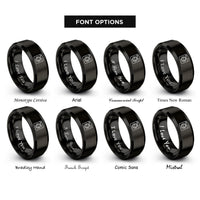 font options for inside engraving on black washer rings