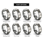 font options for inside engraving on grey watch glass rings