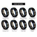 font options for inside engraving on gunmetal & blue watch glass rings