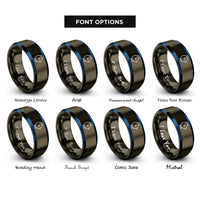 font options for inside engraving on gunmetal & blue watch glass rings