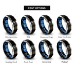 font options for inside engraving on black & blue & silver water rings