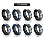 font options for inside engraving on black & blue & grey water rings