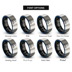 font options for inside engraving on black & blue & silver water rings