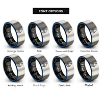 font options for inside engraving on black & blue & grey water rings