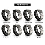 font options for inside engraving on black & silver water rings