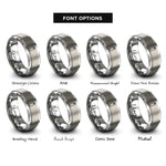 font options for inside engraving on grey water bottle rings