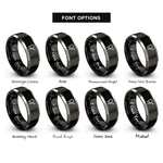 font options for inside engraving on black & grey water can rings