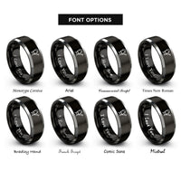 font options for inside engraving on black & grey water can rings