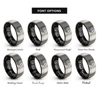 font options for inside engraving on black & gray water circle rings