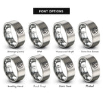font options for inside engraving on silver water circle rings