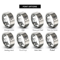 font options for inside engraving on grey water crest rings