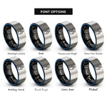 font options for inside engraving on black & blue & gray water cup droplet rings