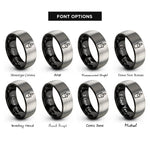 font options for inside engraving on black & grey water cup droplet rings
