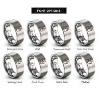 font options for inside engraving on gray water cup droplet rings