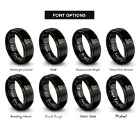font options for inside engraving on black water depth rings