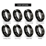 font options for inside engraving on black & gray water drop rings