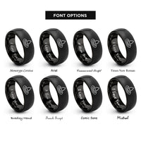 font options for inside engraving on black water drop rings